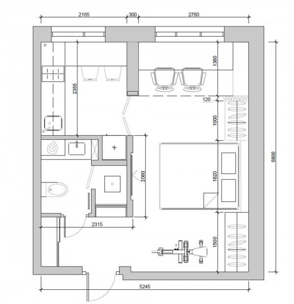 thiết kế căn hộ 30m2